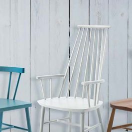 Blue, white and wood spindle back chairs