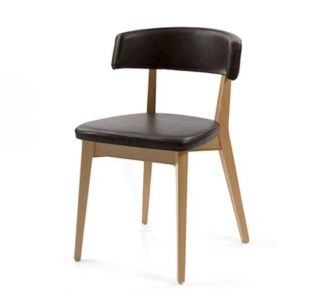 Curved back chair with upholstered seat and back