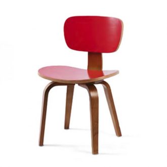 Red plywood bent chair