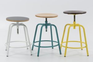 Tomm Stool white blue and yellow